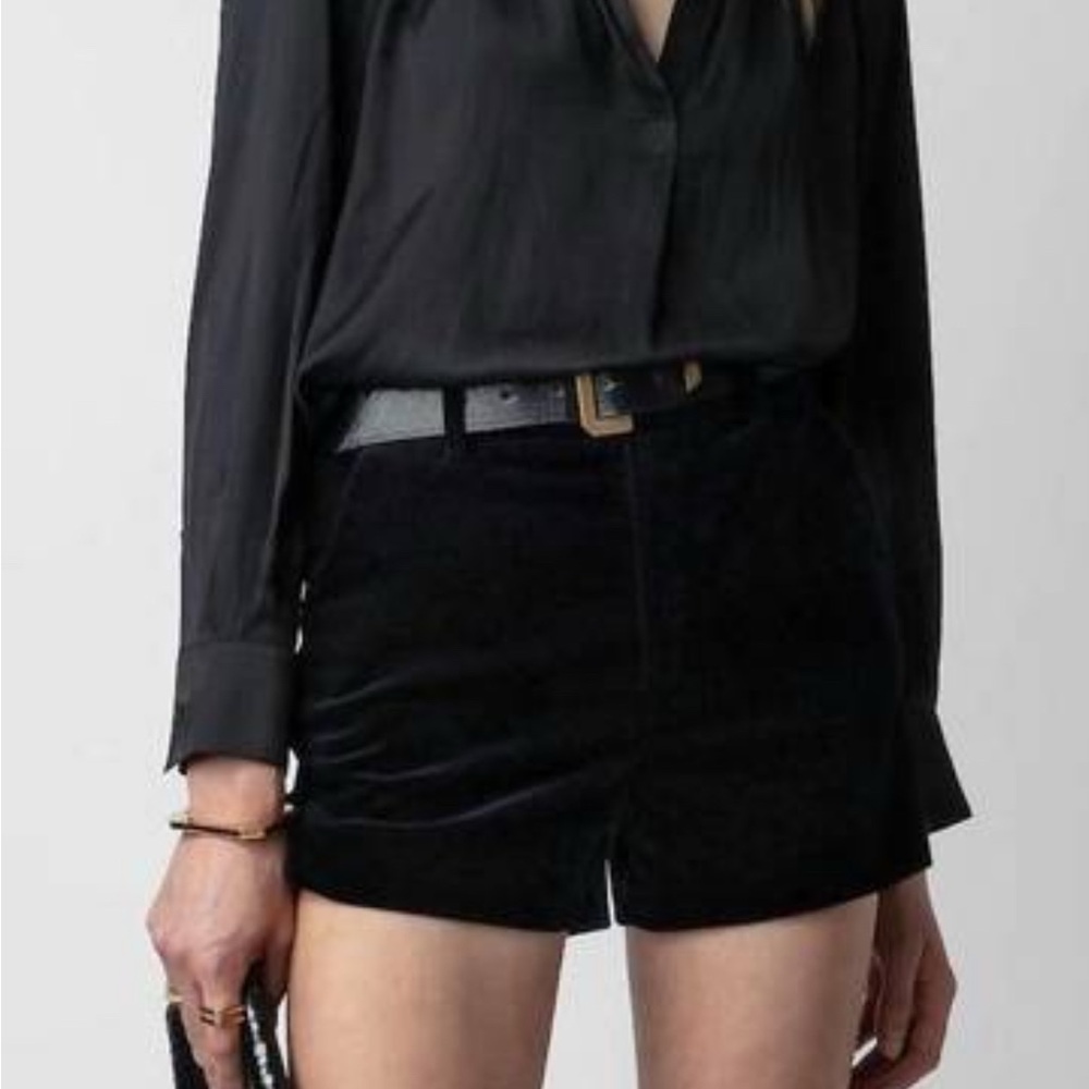 Zadig & Voltaire Black Velvet Shorts, Size 36 Us4